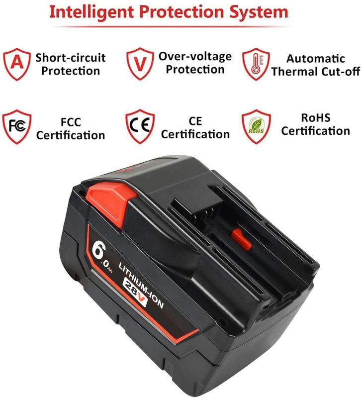 28V 6000mAh Slide Pack Pil Milwaukee ile uyumlu Kablosuz Elektrik Araçları Uyumlu Değiştirme Milwaukee