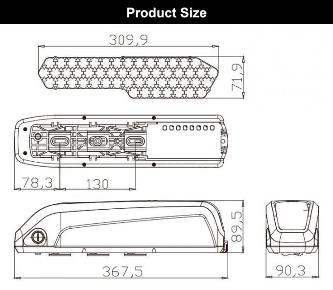 36V 48V Elektrikli Bisiklet Pil Paketi 14.5AH 17AH Hailong Downtube Kasa ile 0